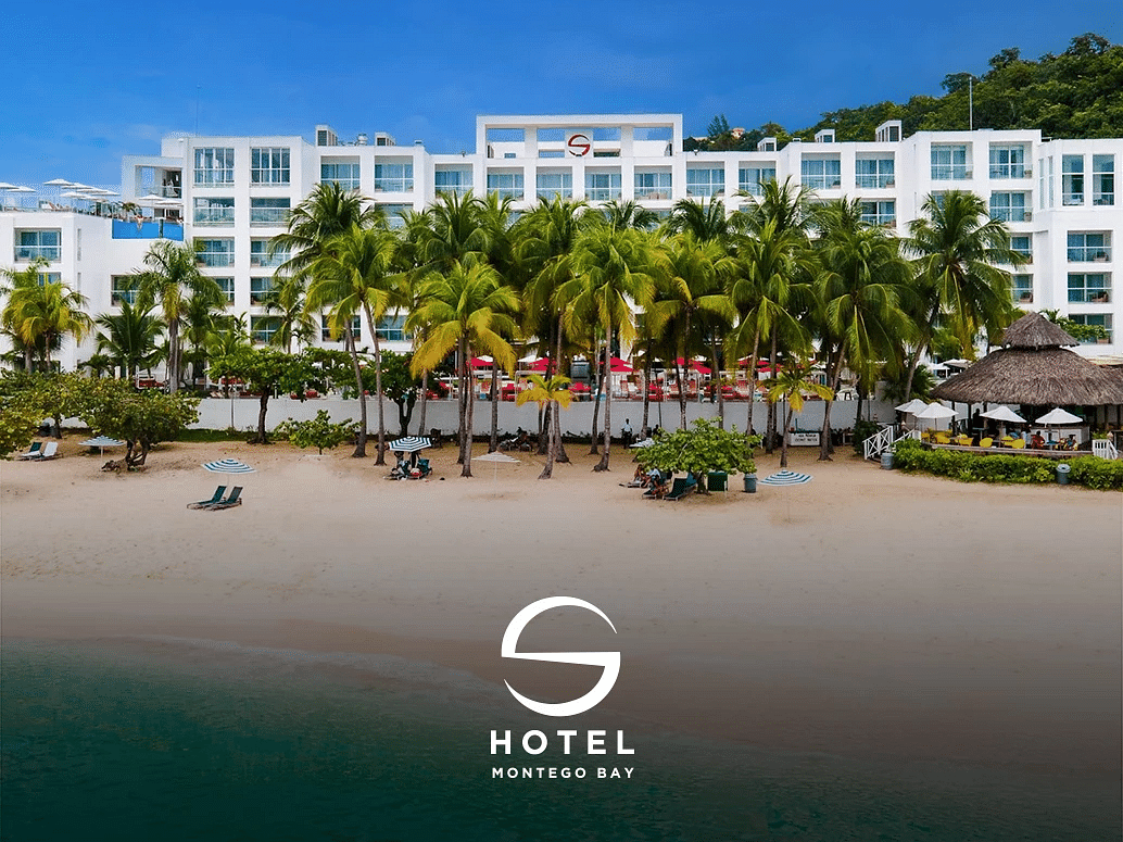 An image of our hotel in Montego Bay featuring an icon that elegantly showcases the hotel name above it - S Hotels, Jamaica