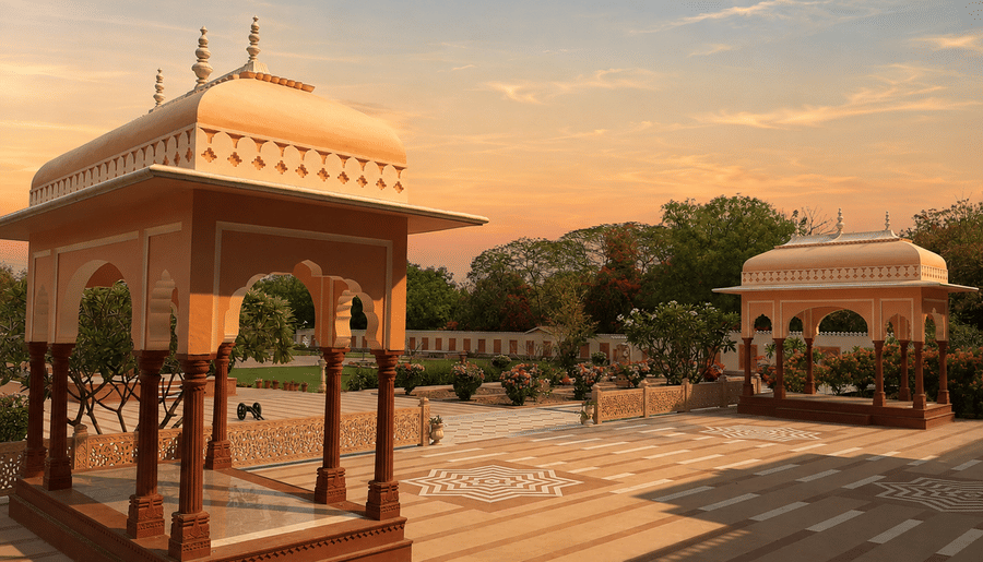 Golden Hour at Sandstone Pavilions-Umaid Palace Dausa-Heritage Resort Near Jaipur