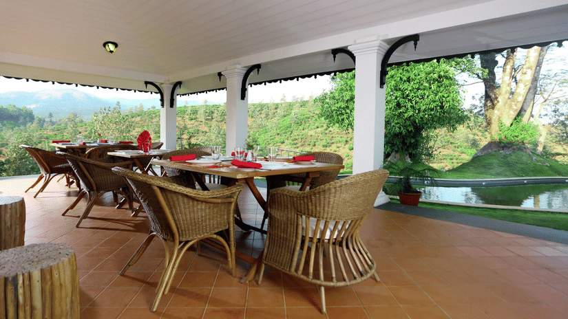 sitting area at wayanad restaurant