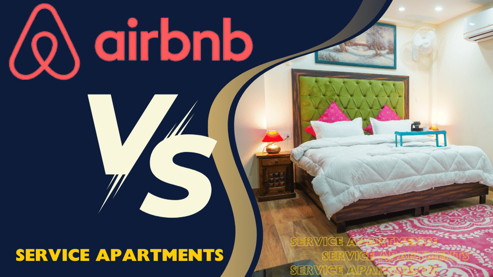 Promotional graphic comparing Airbnb with Lime Tree Hotels & Service Apartment Private Limited.