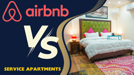 Promotional graphic comparing Airbnb with Lime Tree Hotels & Service Apartment Private Limited.