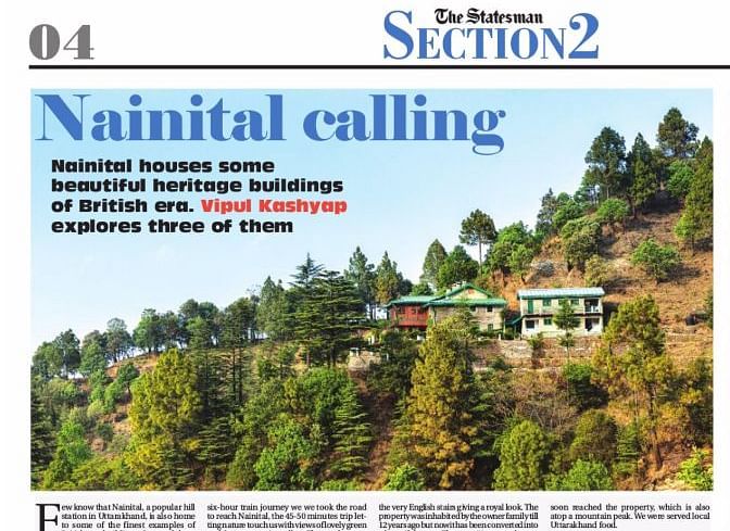 Newspaper feature on Nainital tourism and historic landmarks.