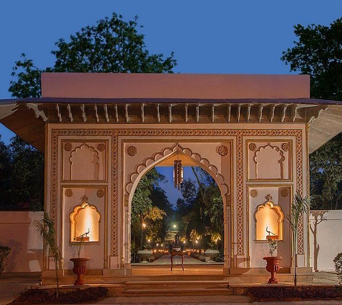 An arch in the veranda of The Bagh