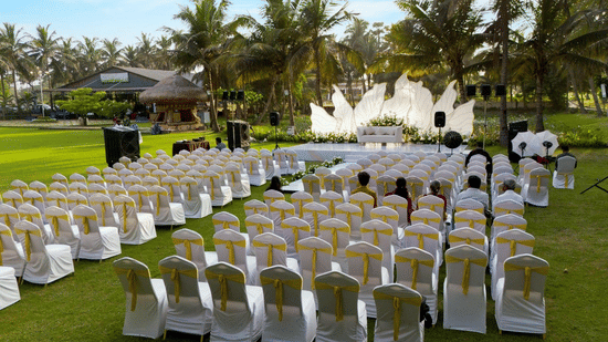 Outdoor wedding venue at MGM Beach Resort.