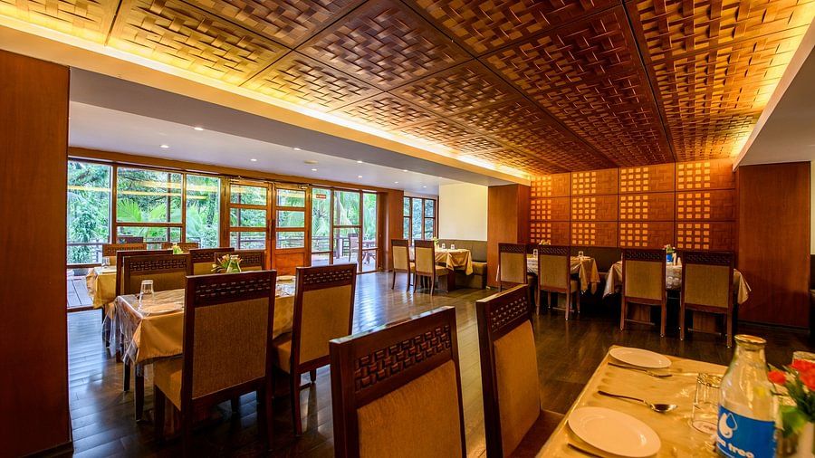 restaurant designed with warm colours and mellow lighting