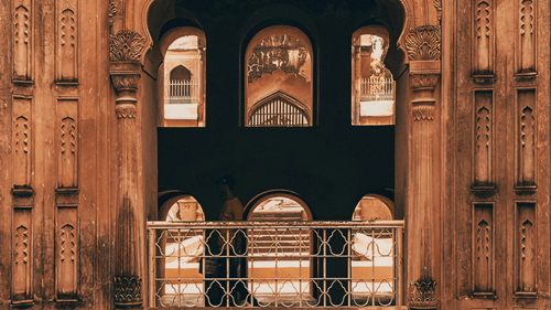 A beautiful ancient window depicting Mughal art