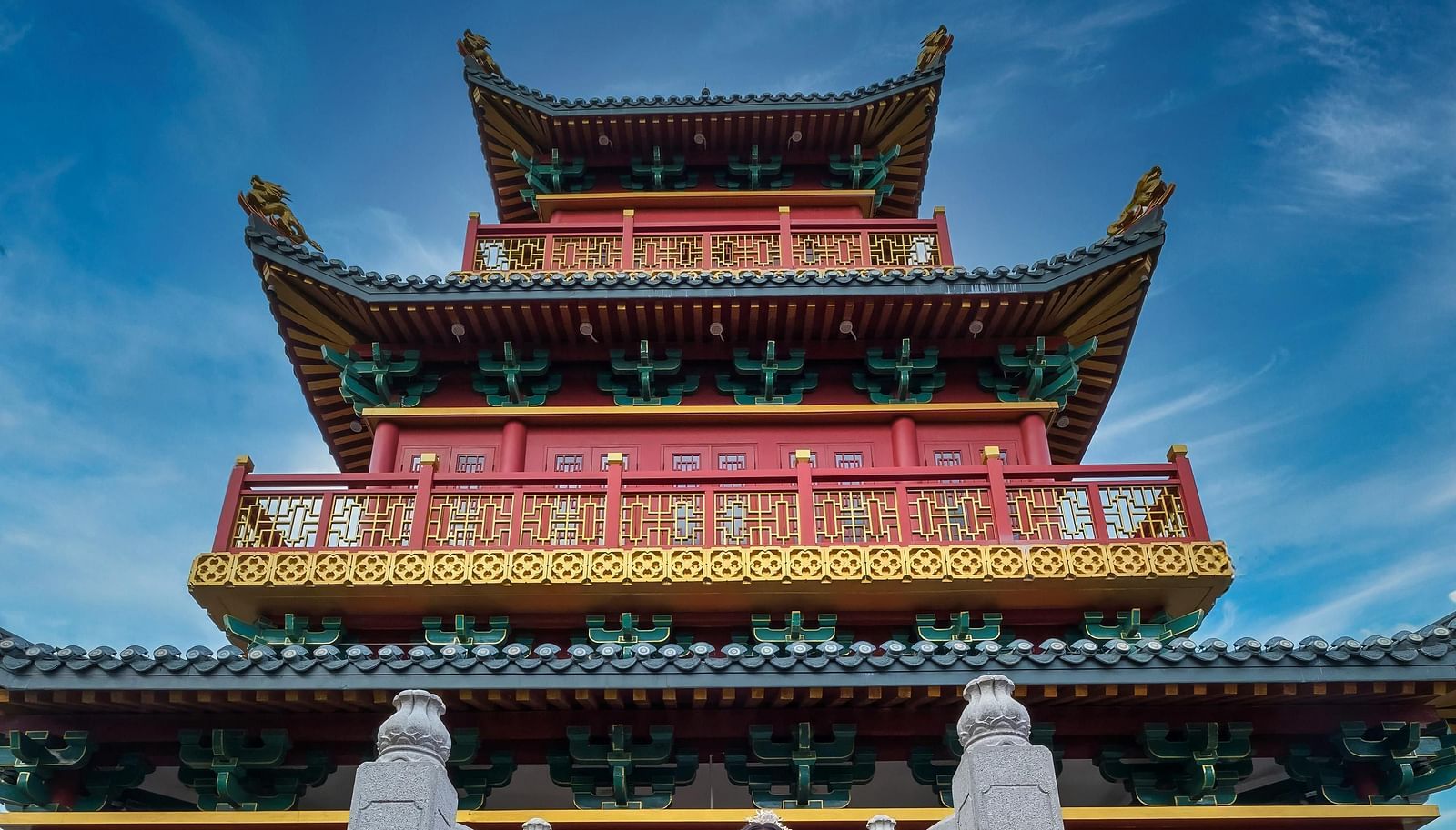 An ancient shrine with traditional architecture and serene surroundings
