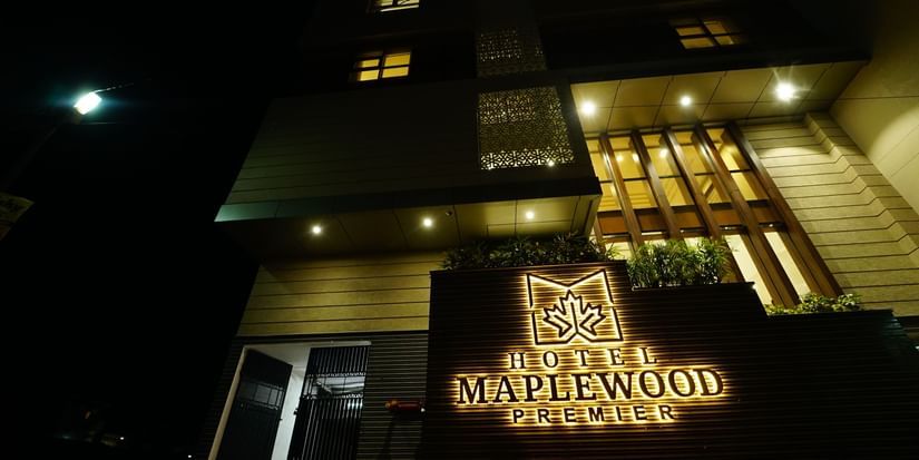 Facade of Five Elements Hotels Maplewood Premier at night