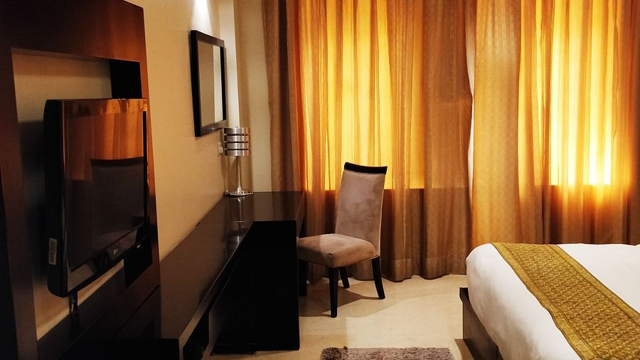 Superior King Room with double bed and television with balcony Five Elements The Claire, Gurugram