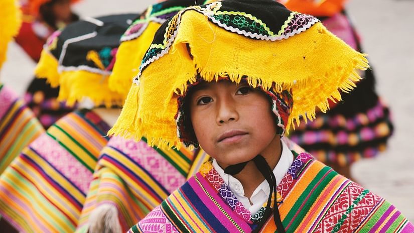 kids dressed up in their native outifts for a festival