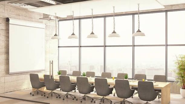 Stock image of conference hall side view