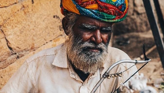 A local musician playing an instrument
