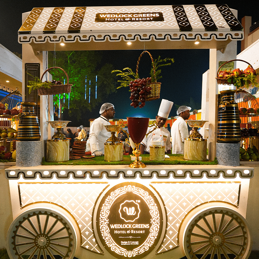 alt-text Vintage-Style Food Cart with Colorful Decorations