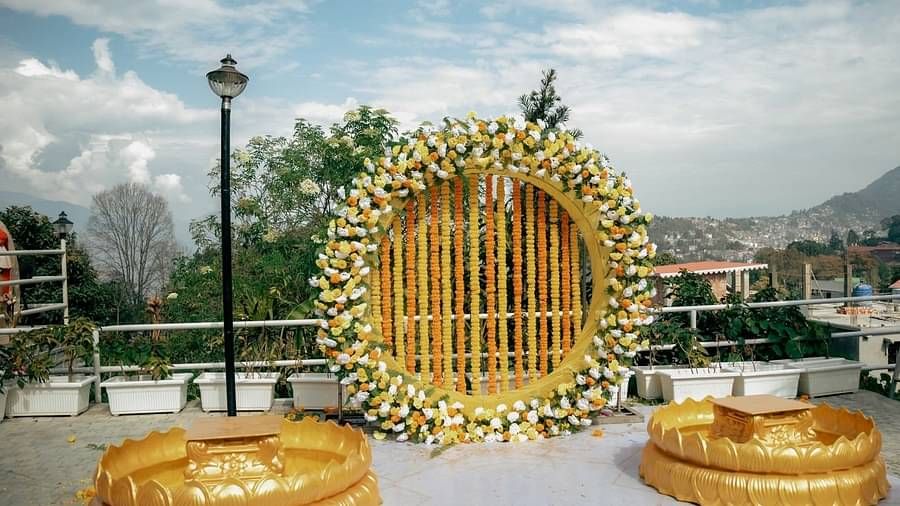 Wedding arrangement in the lawn at Summit Barsana Resort & Spa, Kalimpong