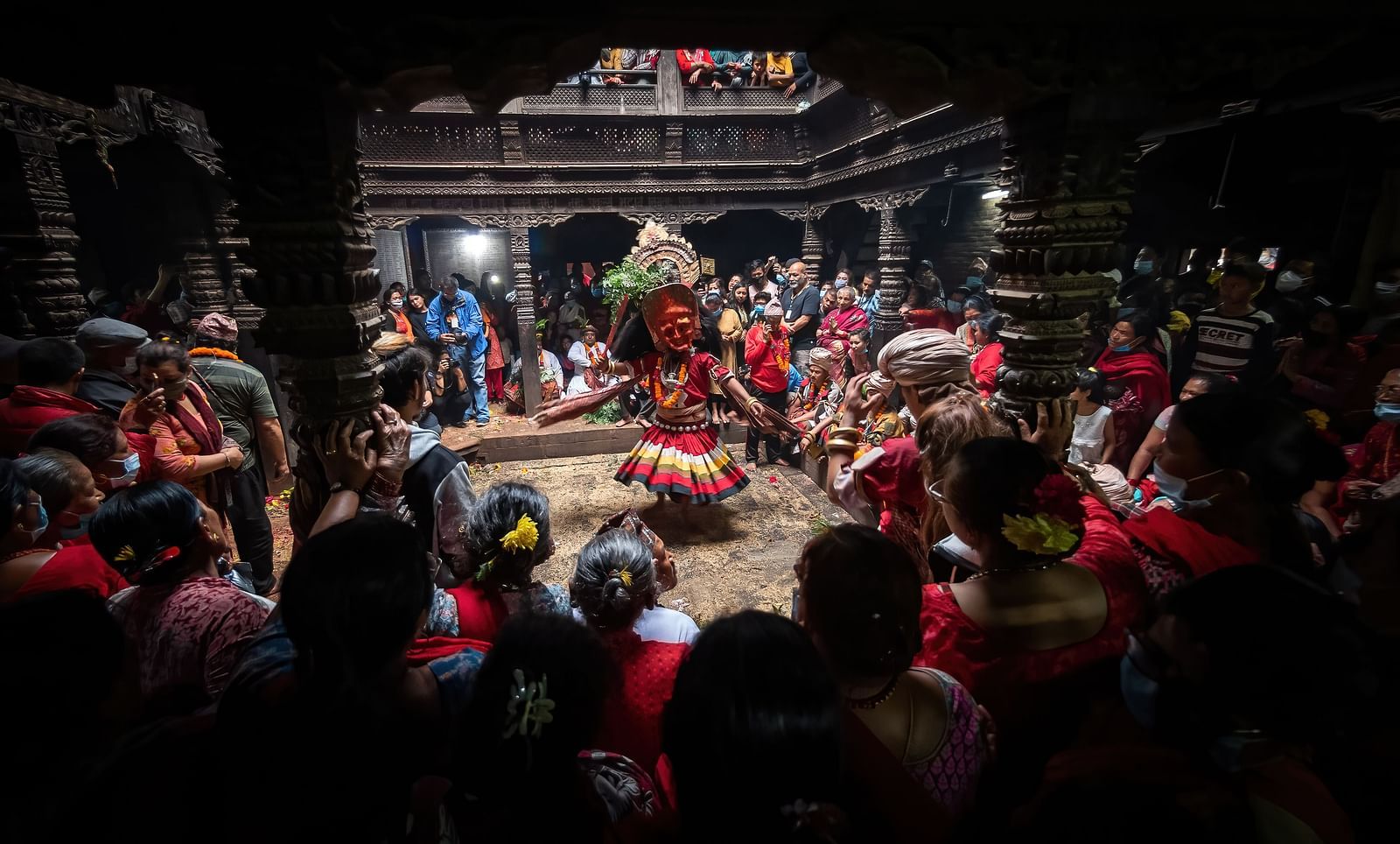 The navadurga naach on Bhagasti where a huge number of people have gathered to celebrate the festival