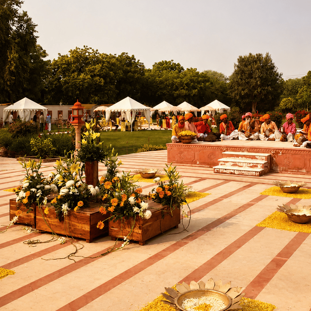 Folk musicians performing at Umaid Palace, Dausa