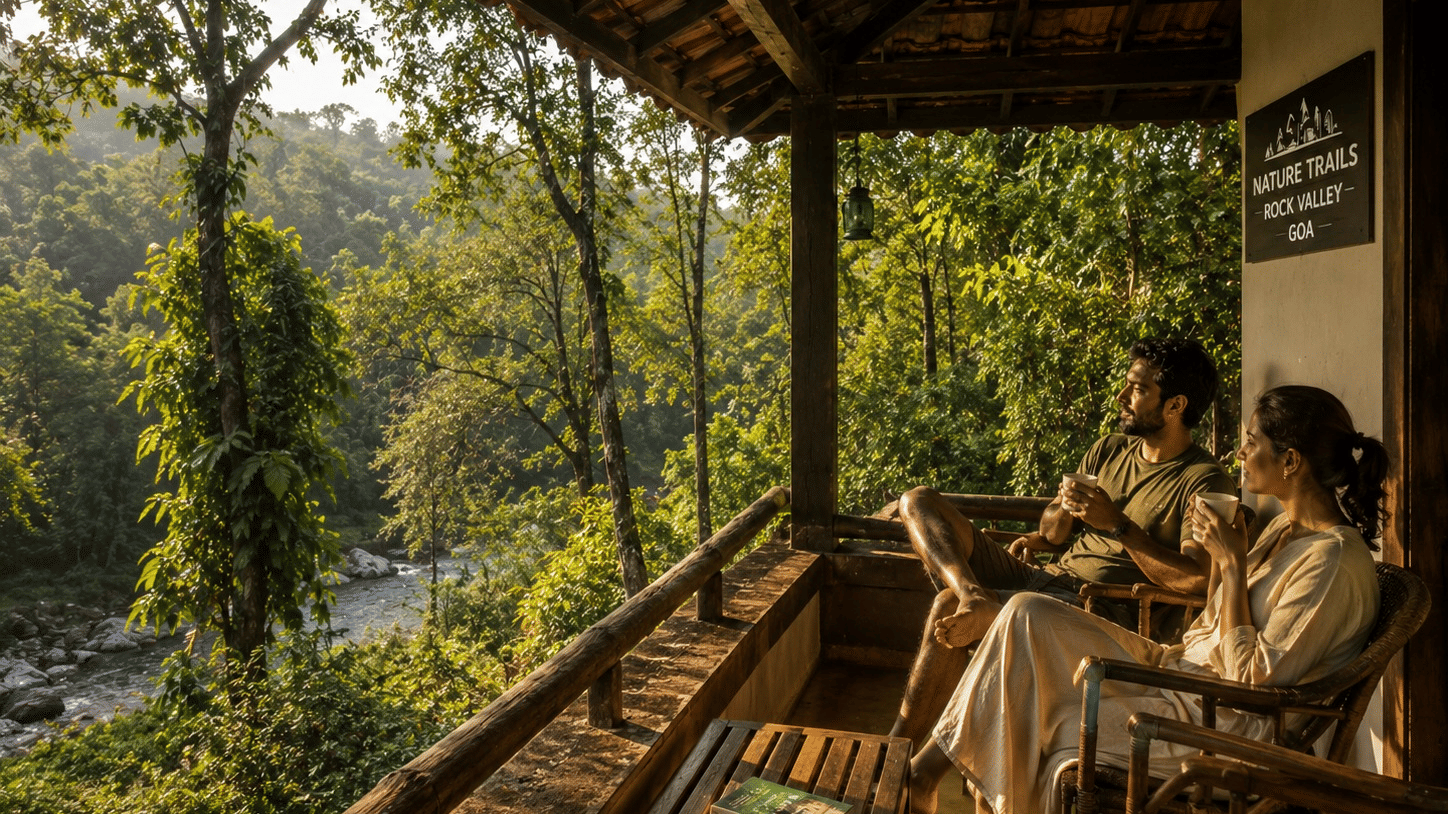 Best resort near Ponda Goa for couples quiet stay Nature Trails Riverview Rock Valley Goa