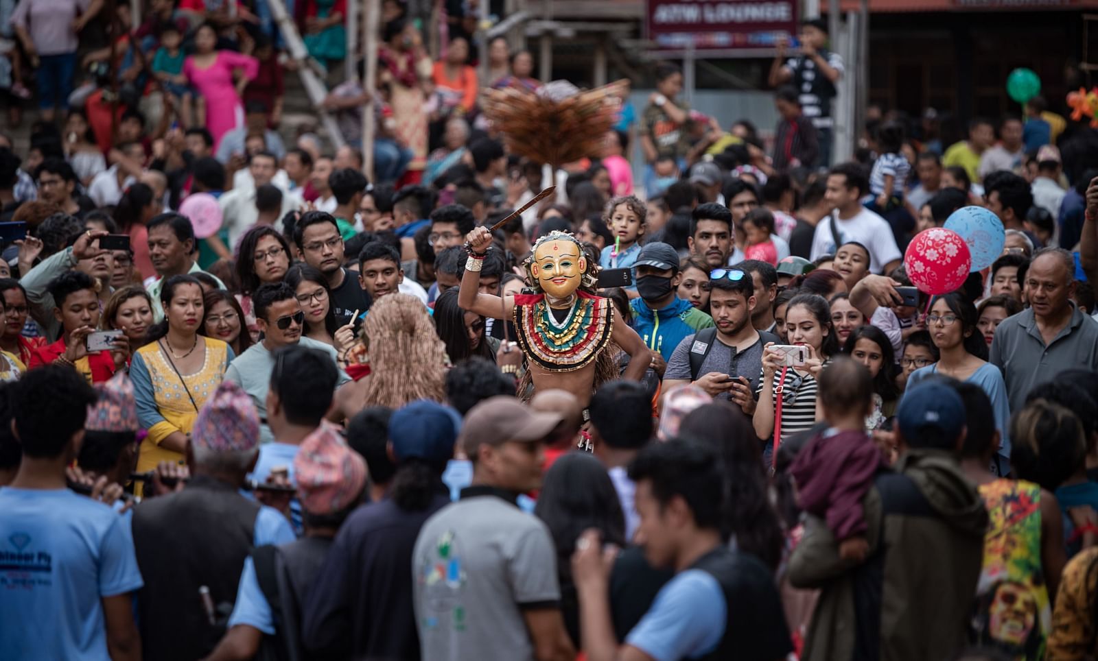 Crowd gathered to celebrate the Gai jatra festival