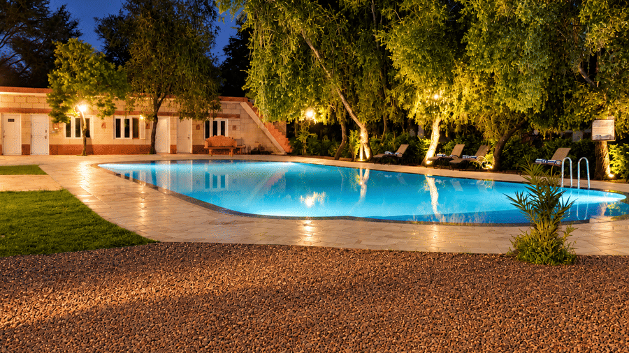 Poolside Night View- Umaid Palace Dausa-Resorts near jaipur