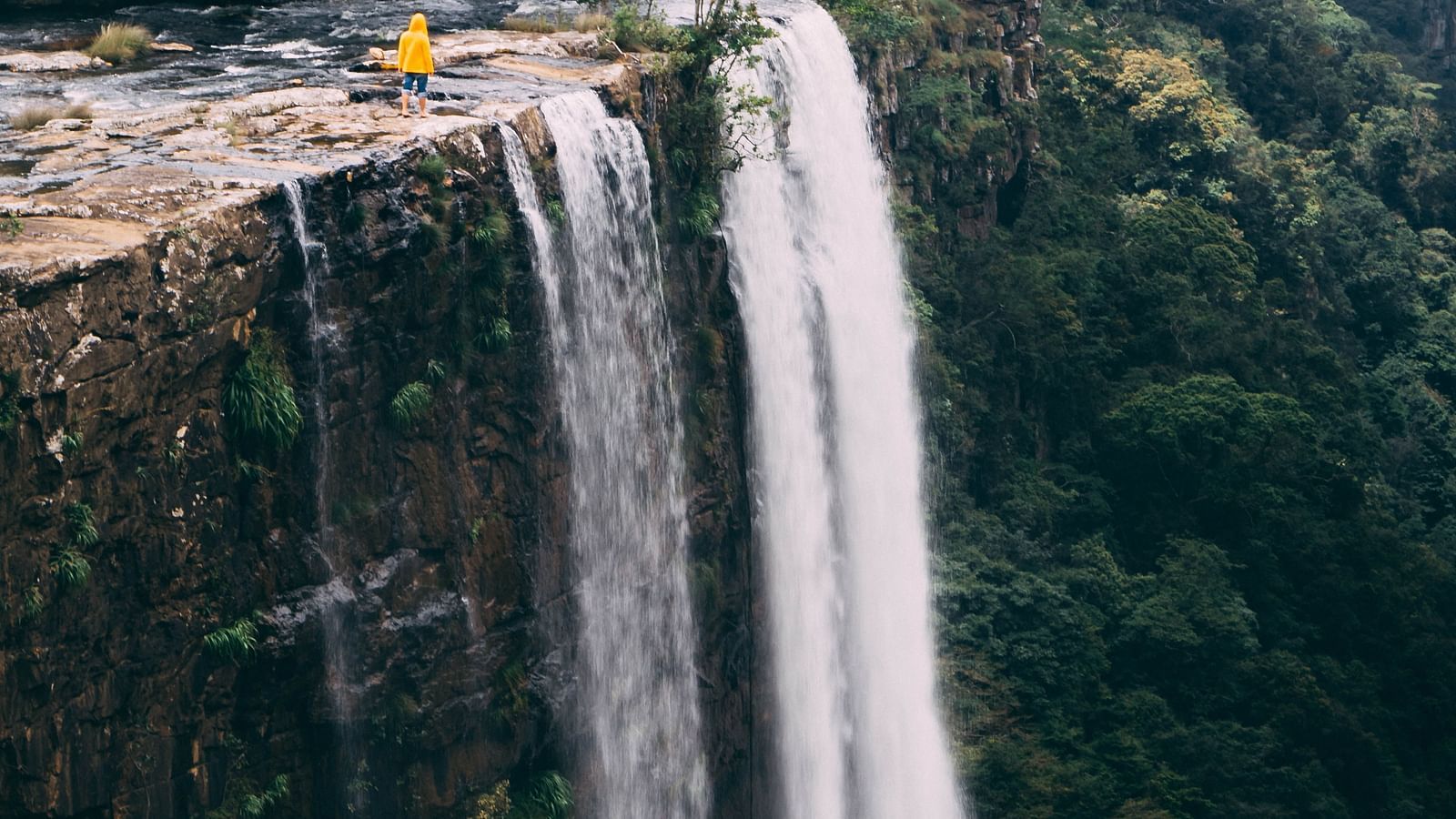 a view of the Famous dudhsagar falls cascading down