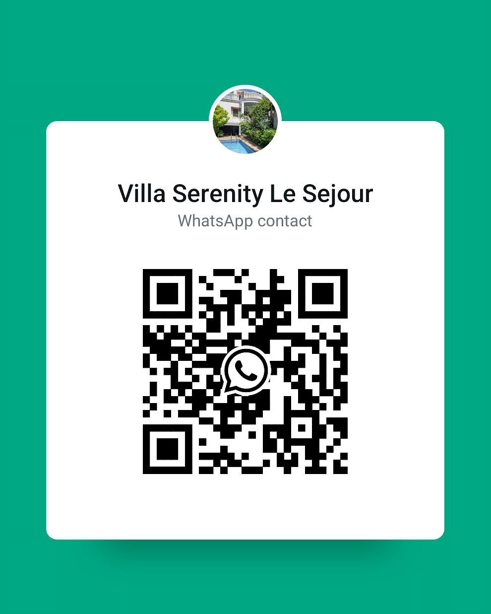 QR code for Villa Serenity Le Sejour, Pondicherry WhatsApp.