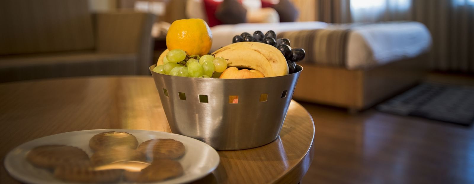 an image of a close up shot of fruit bucket in a suite at The Manor, Bareilly