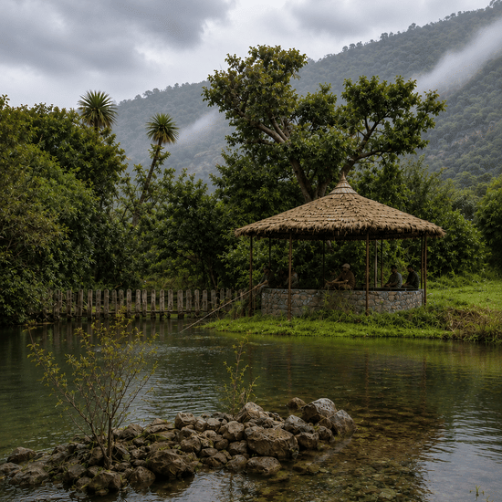 Fishing at the stream at Surya Bagh-Surya Bagh Experiences