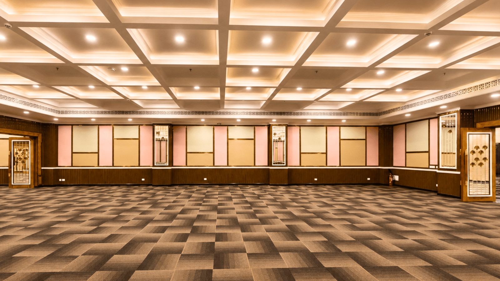 Spacious empty conference hall with carpeted flooring at MAYFAIR Palm Beach Resort, Gopalpur-on-Sea