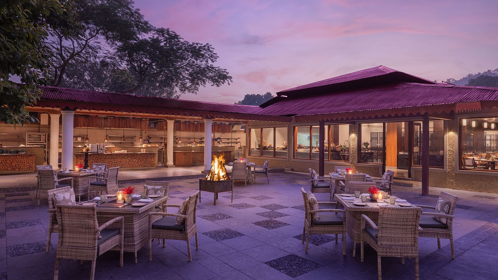 An image of an outdoor dining area beside a lake - The Riverview Retreat,  Corbett