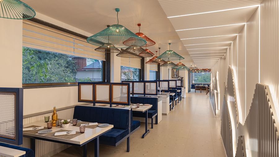 Dining arrangement at Nutmegg restaurant - Infinitea Centric, Dharamshala