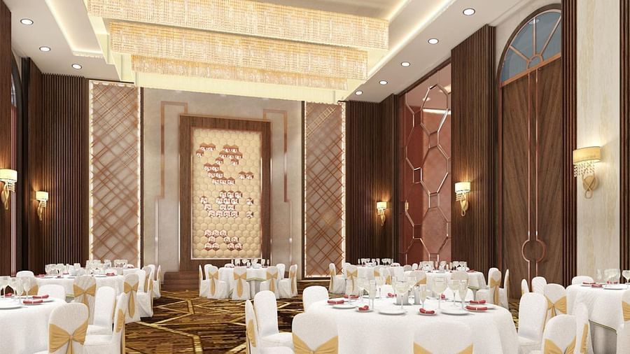 our indoor banquet hall in Agartala being prepared for an event