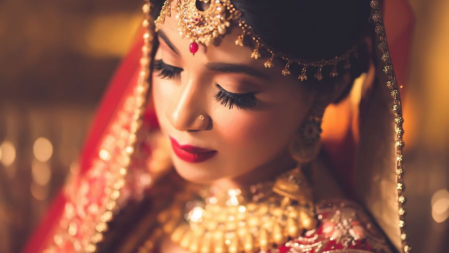 Image of a beautiful bride after makeup