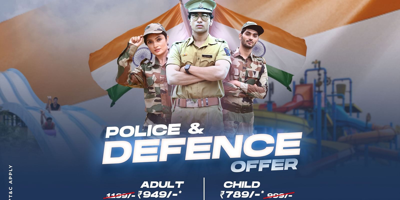 An graphic card image which shows a woman and two men wearing police uniform | Diamond Parks, Pune