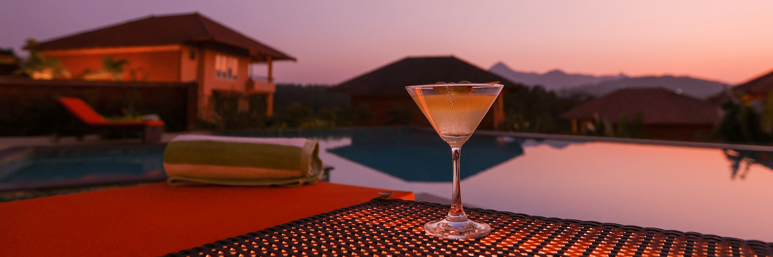 poolside pavillion at Machaan resort