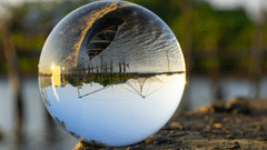 An image of a view inside the crustal ball of the fishing nets used by fishermen in Kochi