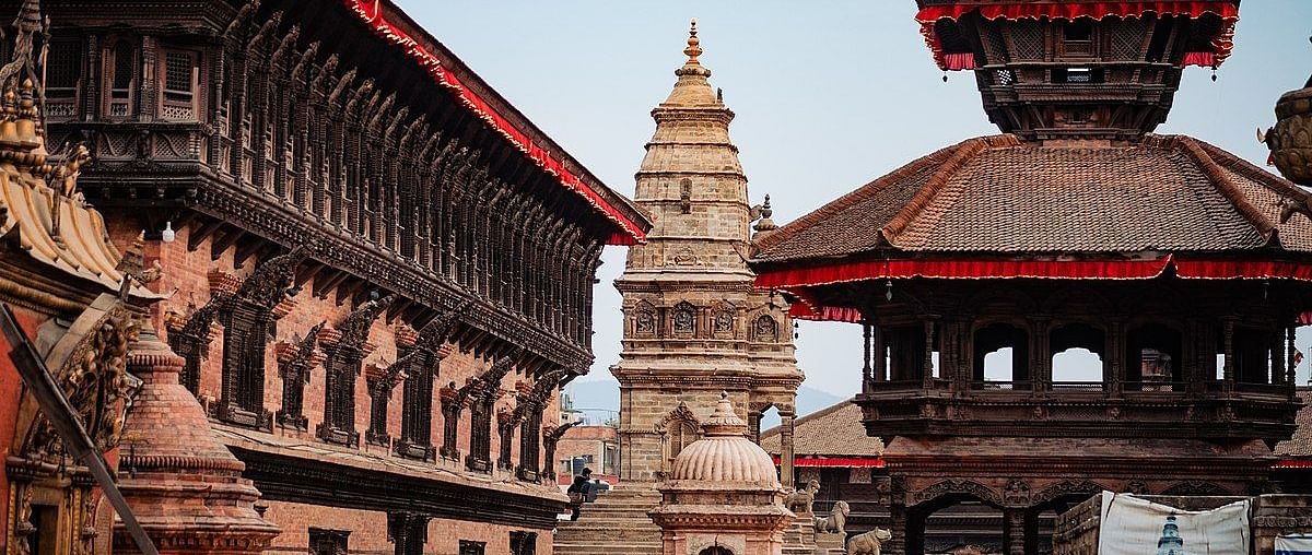 Durbar Square with the building structure and crowd surrounding the area