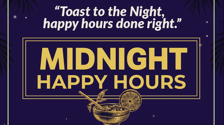 Midnight Happy Hours at Toast Bistro & Bar at the T24 Residency, Andheri East (Terminal 2) for amazing drinks and soothing beverages. Visit the bar from Monday to Thursday, at midhight from 11 PM to 2 AM.