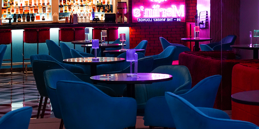 The interior of Merlins bar at orchid hotel mumbai vile parle