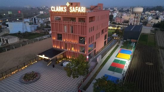 Aerial view of Clarks Safari Haridwar during the evening.