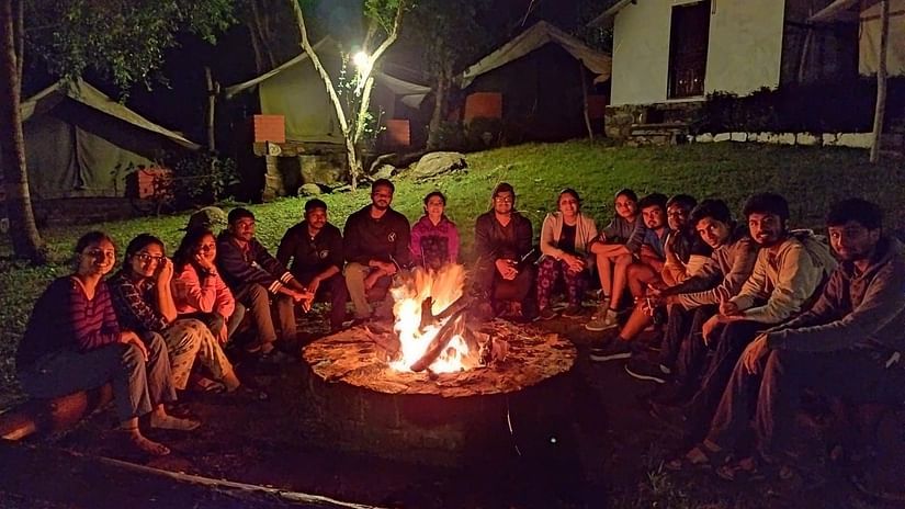 LETS Camp Yercaud bonfire group