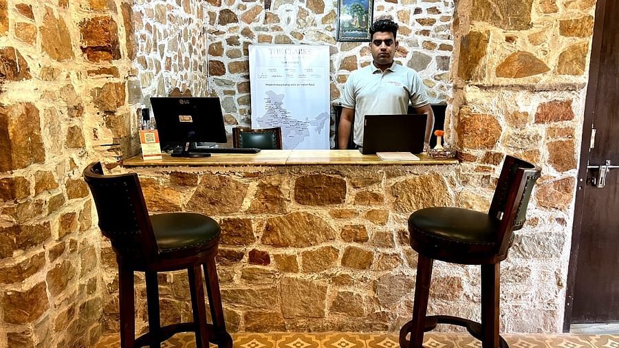 Clarks Inn Suites Ranthambore close up of reception area