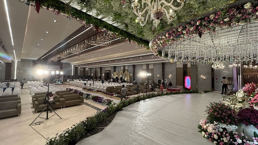 Grand wedding hall with floral decor and chandelier  | VRR Astoria Hotel and Conventional Centre
