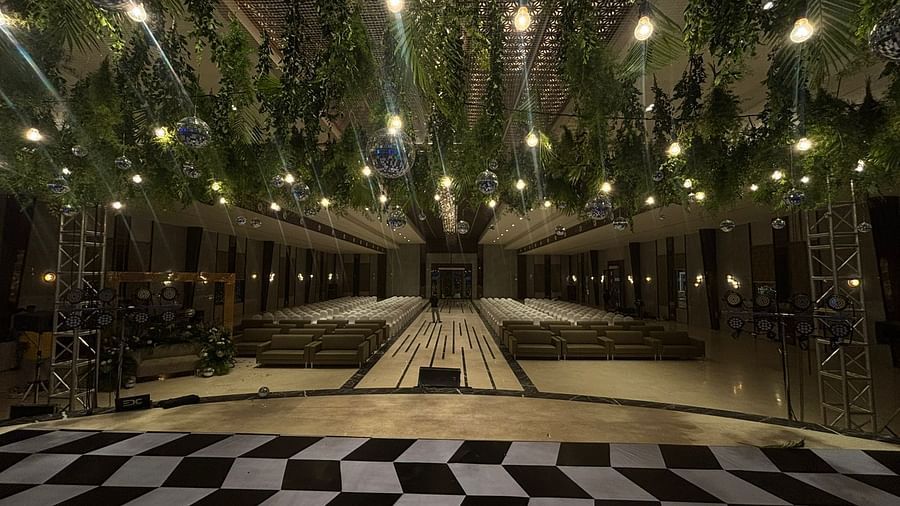 Captivating Checkered Floor Banquet Space with Overhead Lighting - VRR Astoria Hotel and Conventional Centre