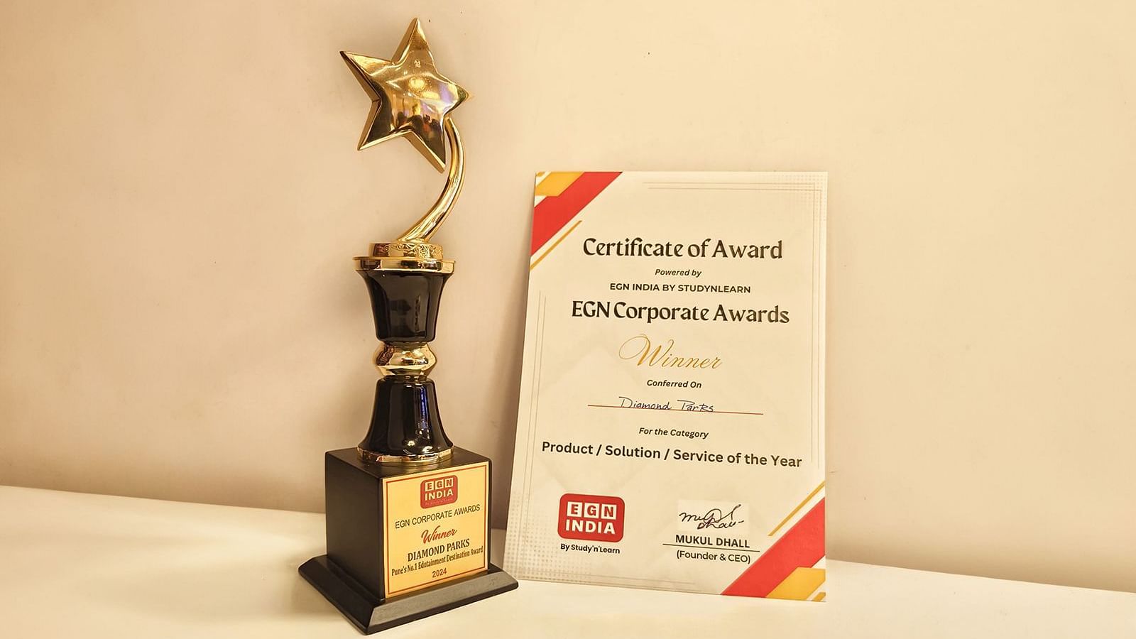 An overview of a trophy - Diamond Parks, Pune 