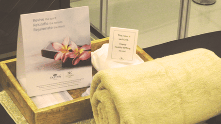 rolled up towel in one of the beds at our spa in agartala