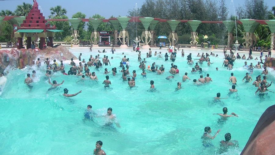 Water Kingdom - wide angle view of jungleBeach at our amusement park