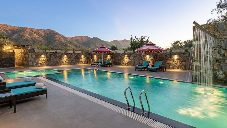 view of a swimming pool at Stone Wood Hotel, Kumbhalgarh