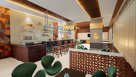 Citron Bar at Essentia Luxury Hotel, Indore with a white and brown ambience.