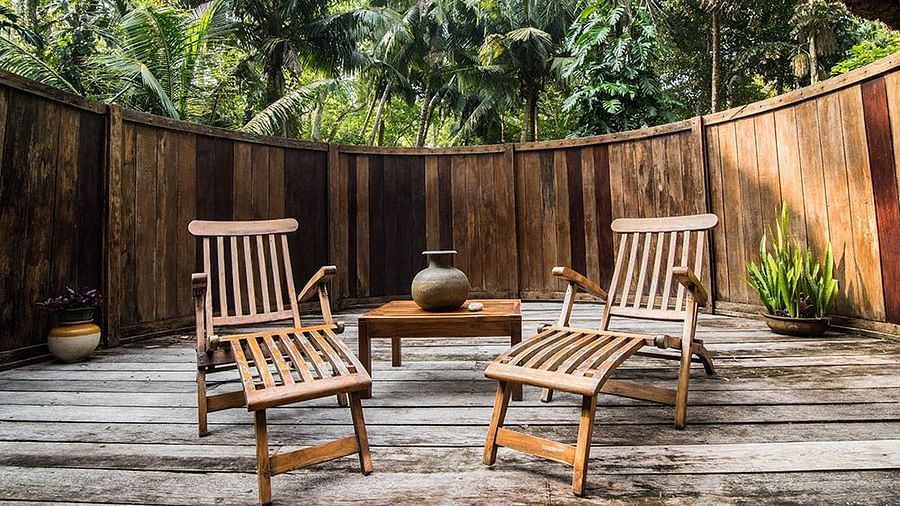 lounging area of a villa at our resort in Havelock