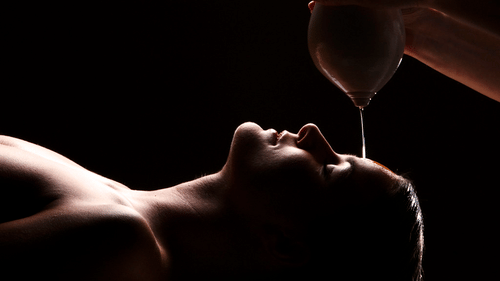 A woman getting head massage.